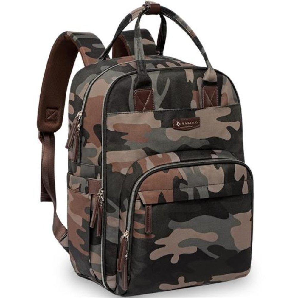 Diaper Bag Backpack, Multifunction, Large Capacity, Waterproof, Green Camo